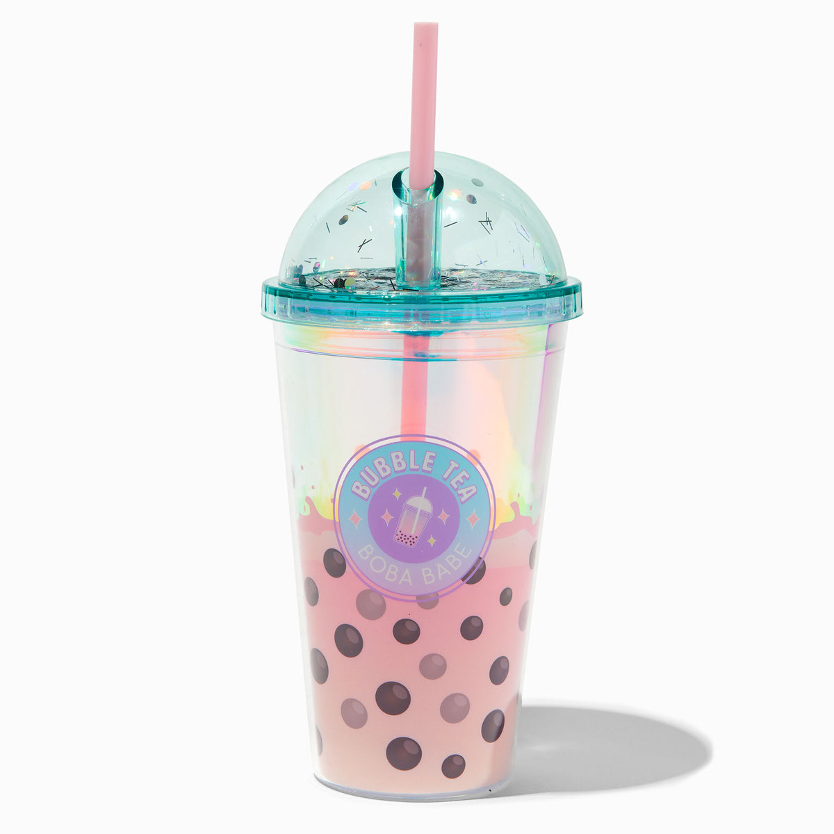 Pink Boba Tea Design Lidded Tumbler