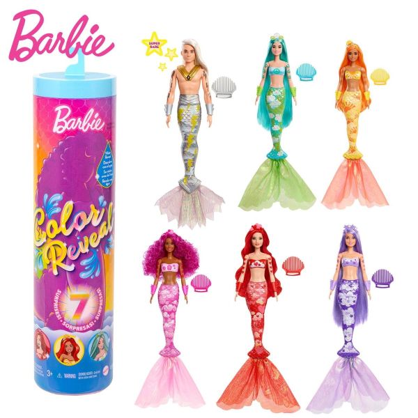 Claire's Mulicolored Barbie Color Reveal Asst (5) Rainbow Mermaids S