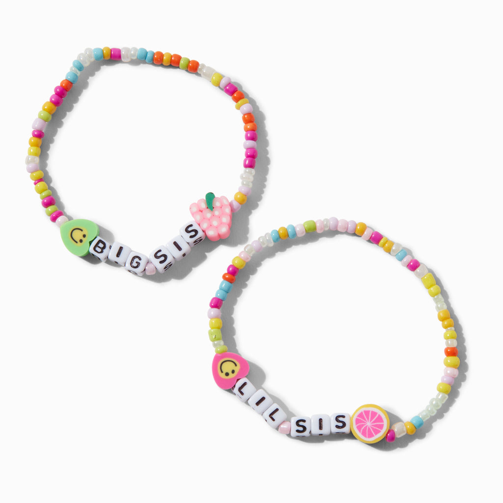 Claire's Best Friends Color-Changing UV Happy Face Beads Bracelets - 2 Pack | Rainbow